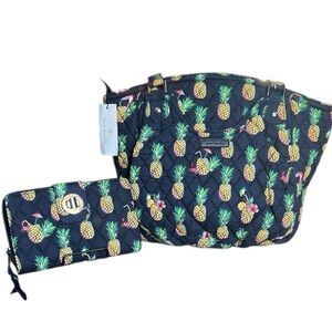 Vera Bradley Toucan Party Glenna Shoulder Bag Satchel & Matching Turnlock Wallet